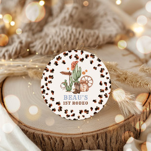 Cowboy Wild West 1st Rodeo Ranch Birthday Party Classic Round Sticker