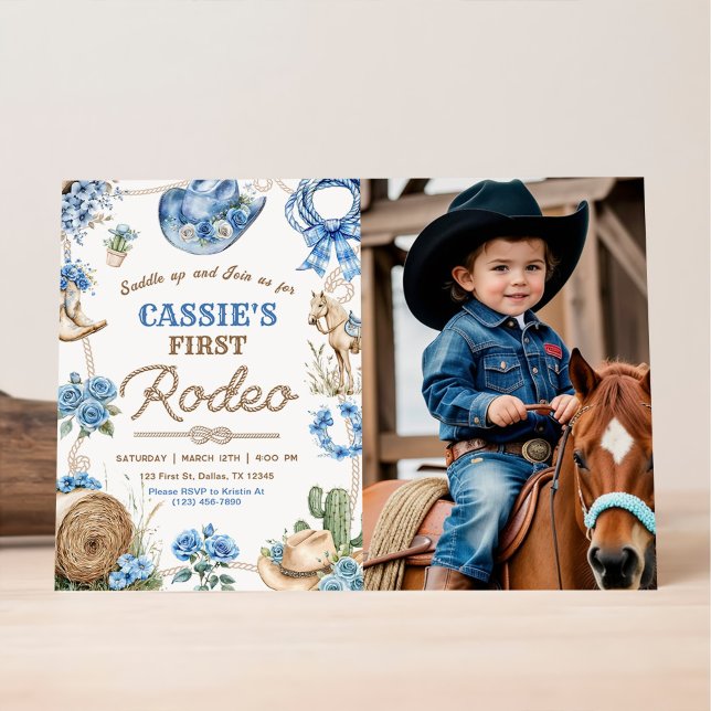 Cowboy Wild West 1st Rodeo Ranch Birthday Party Invitation (Creator Uploaded)
