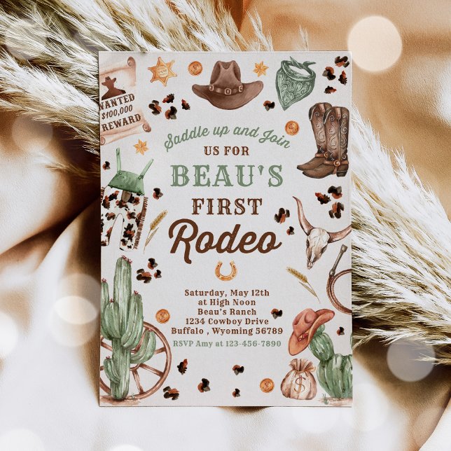 Cowboy Wild West 1st Rodeo Ranch Birthday Party Invitation (Creator Uploaded)