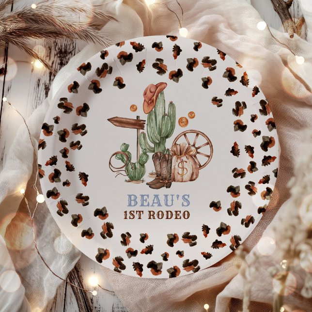 Cowboy Wild West 1st Rodeo Ranch Birthday Party Paper Plate (Creator Uploaded)
