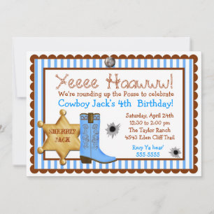 Cowboy Wild West Birthday Invitations