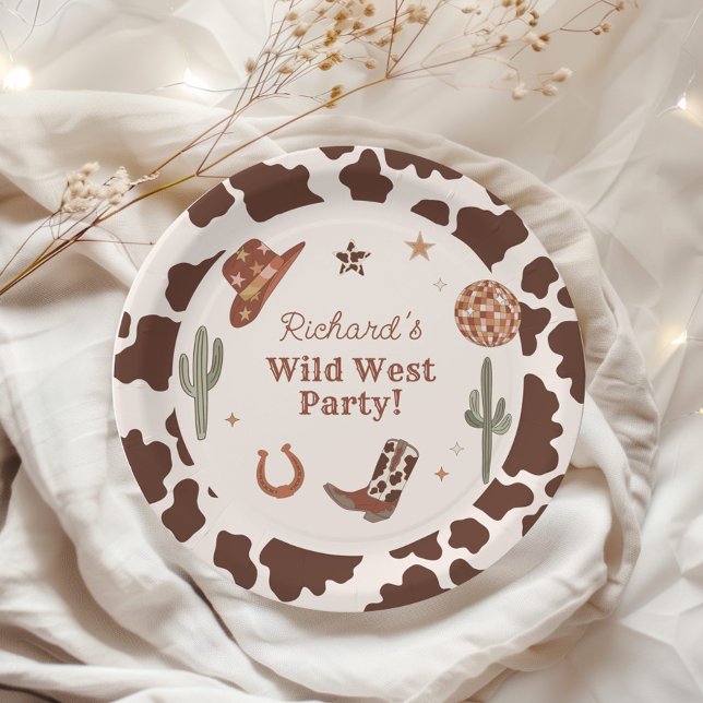 Cowboy Wild West boy birthday party Paper Plate (Creator Uploaded)