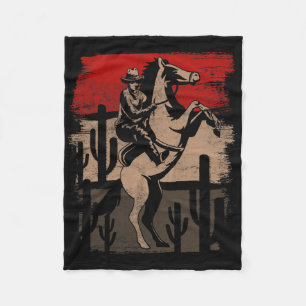 Cowboy Wild West Country Horseck Riding Horse Retr Fleece Blanket