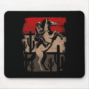Cowboy Wild West Country Horseck Riding Horse Retr Mouse Pad