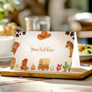 Cowboy Wild West Rodeo Birthday Food Tent Place Card