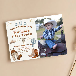 Cowboy Wild West Rodeo Birthday Photo Invitation