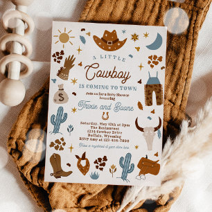 Cowboy Wild West Rodeo Ranch Baby Shower Invitation