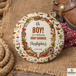 Cowboy Wild West Rodeo Ranch Rustic Western Baby 3 Cm Round Badge