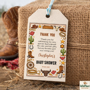 Cowboy Wild West Rodeo Ranch Rustic Western Baby Gift Tags