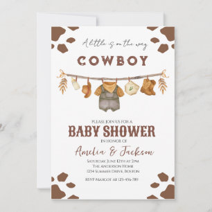 Cowboy Wild West Rodeo Western Boy Baby Shower  Invitation