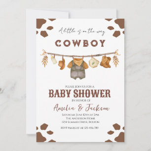 Cowboy Wild West Rodeo Western Boy Baby Shower Invitation