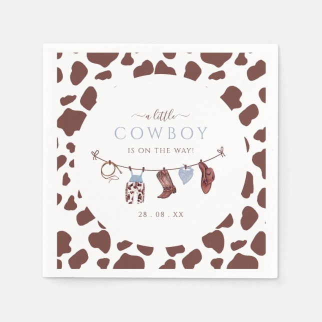 Cowboy Wild West Rodeo Western Boy Baby Shower Napkin (Front)