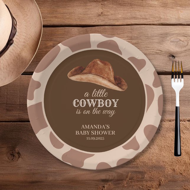 Cowboy Wild West Rodeo Western Boy Baby Shower  Paper Plate (Creator Uploaded)