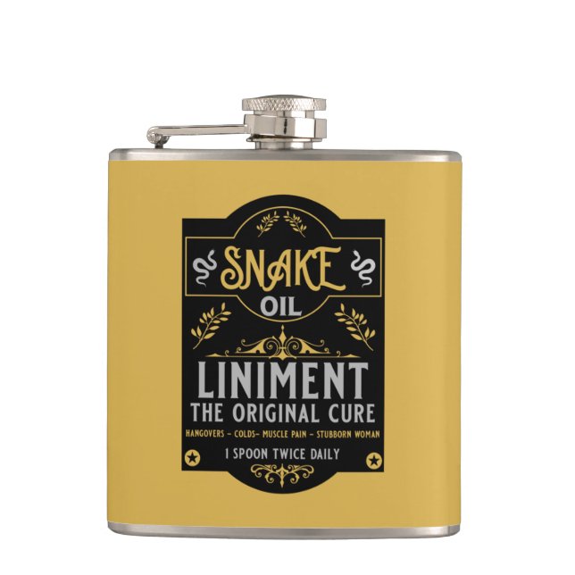 Cowboy Wild West Snake oil Hip Flask (Front)