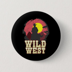 Cowboy Wild West Western Country Saddle Gift 6 Cm Round Badge