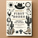 Cowboy Wild Western First Rodeo First Birthday 1st Invitation<br><div class="desc">Cowboy Wild Western First Rodeo First Birthday 1st</div>