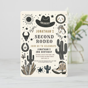 Cowboy Wild Western Second Rodeo Birthday 2nd Invitation