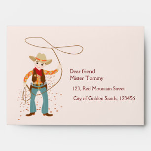 Cowboy with a lasso and cacti kids Birthday Party Envelope