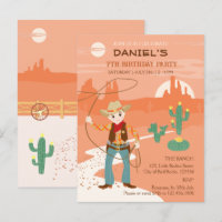 Cowboy with a lasso and cacti kids Birthday Party