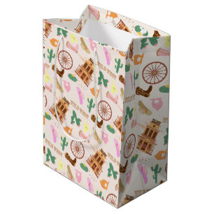 Cowboy with a lasso and cacti kids Birthday Party Medium Gift Bag
