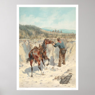 Cowboy with horse in Arroyo... (1324) Poster