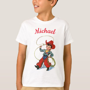 Cowboy with lasso Rope personalized name boy T-Shirt