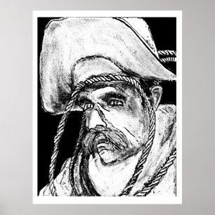 Cowboy with Rope B&W 2 jGibney The MUSEUM Zazzle  Poster