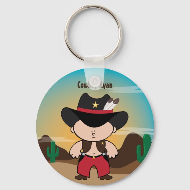 Cowboy with sheriff hat Keychain (Front)
