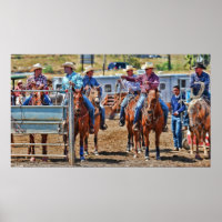 Cowboys at a rodeo Poster