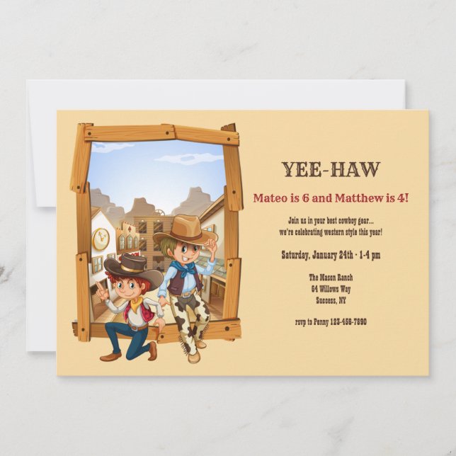 Cowboys Birthday Party Invitation (Front)