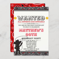 Cowboys & Cowgirls Bandanna Birthday Party Invites