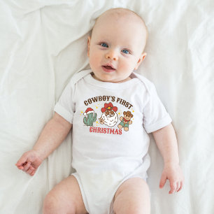Cowboy's First Christmas T-Shirt Baby Bodysuit