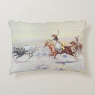 Cowboys from the Bar Triangle by CM Russell Decorative Cushion