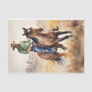 Cowboy's Journey in Watercolor Decoupage Paper