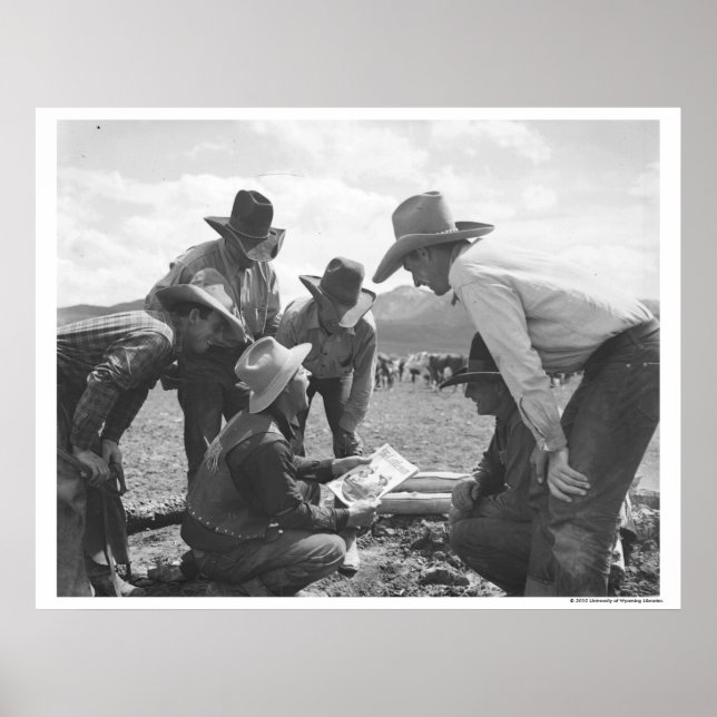 Cowboys looking a magazine poster (Front)