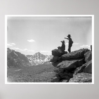 Cowboys on a ridge poster