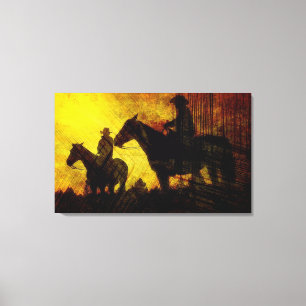 Cowboys on Horseback Wrapped Canvas Print