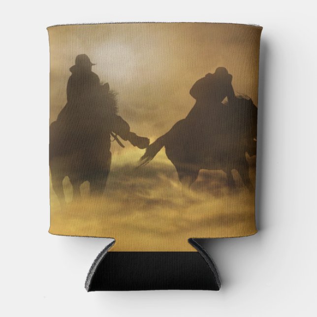 Cowboys Racing the Sunset Surreal Can Cooler (Front)