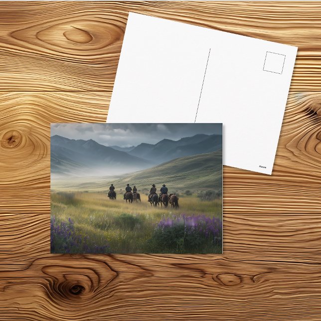 Cowboys Riding Into Mountain Wilderness Postcard (Creator Uploaded)