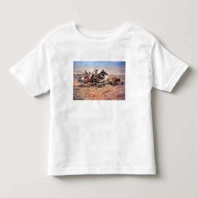Cowboys roping a steer, 1897 (oil on canvas) toddler T-Shirt (Front)