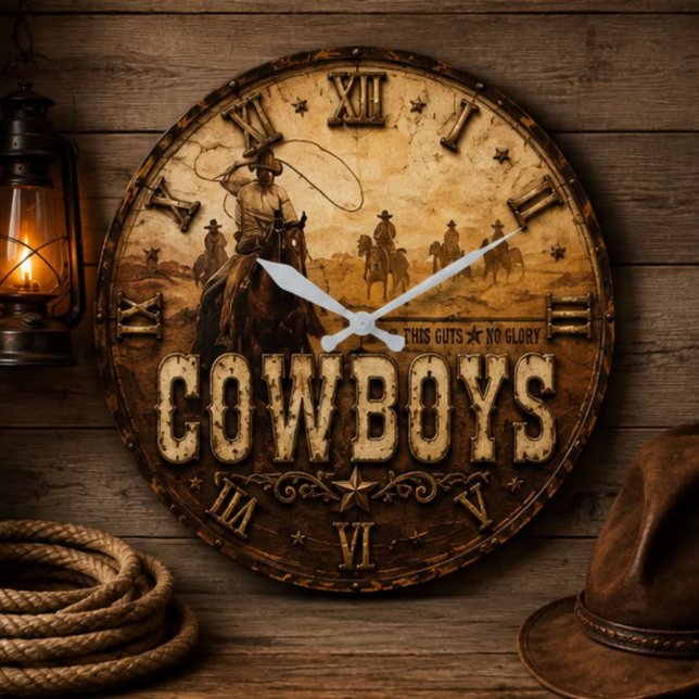 Cowboys Rustic Western Ranch  Large Clock (Creator Uploaded)