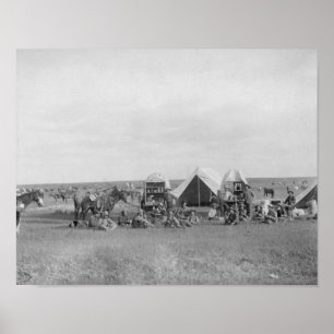 Cowboys Sitting around Chuckwagon Photograph Poster