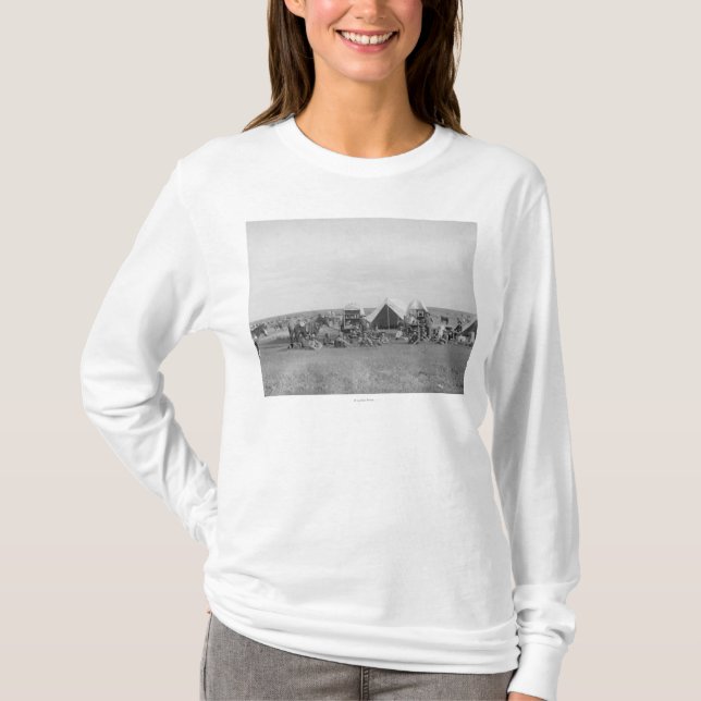 Cowboys Sitting around Chuckwagon Photograph T-Shirt (Front)