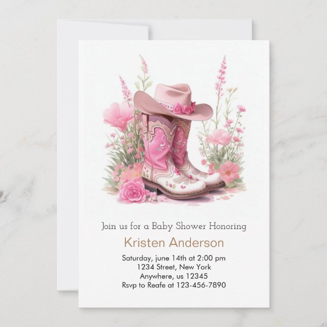 Cowboy's Wild West Adventure Cowgirl Baby Shower Invitation (Front)