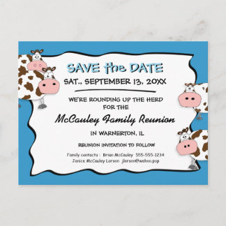 Cowdacious Big Sky Blue Fam Reunion Save the Date Announcement Postcard