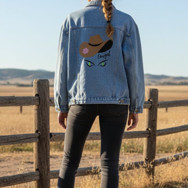 Cowgal Hat Cat Eyes Denim Jacket (Creator Uploaded)