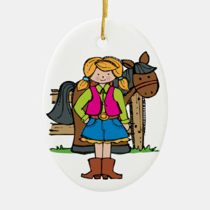 Cowgirl2 Ceramic Tree Decoration