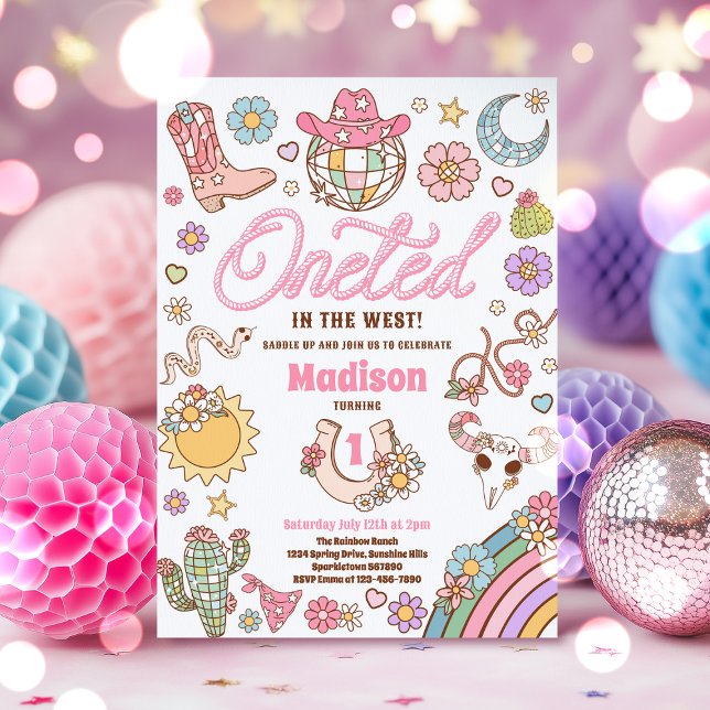 Cowgirl 1st Birthday One-ted In The West Party Invitation (Creator Uploaded)