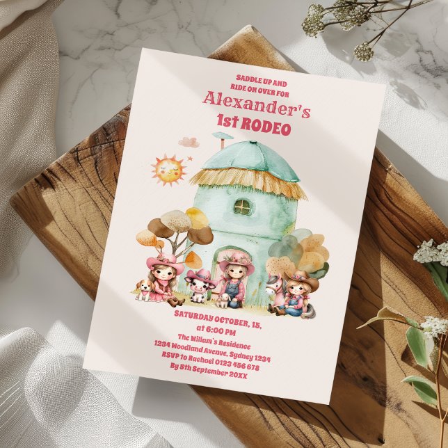 Cowgirl 1st Rodeo First Birthday Invitation (Creator Uploaded)