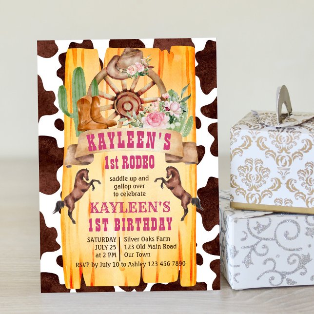 Cowgirl 1st rodeo horses western birthday invitation (Creator Uploaded)